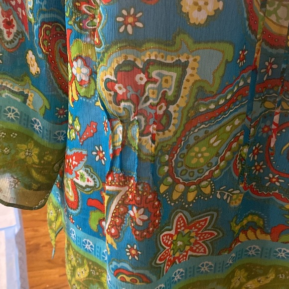 C.l.o.t.h.e.s. Sheer Boho Hippie Popover Top Bathing Suit Cover-Up, Size 2X - Picture 4 of 8